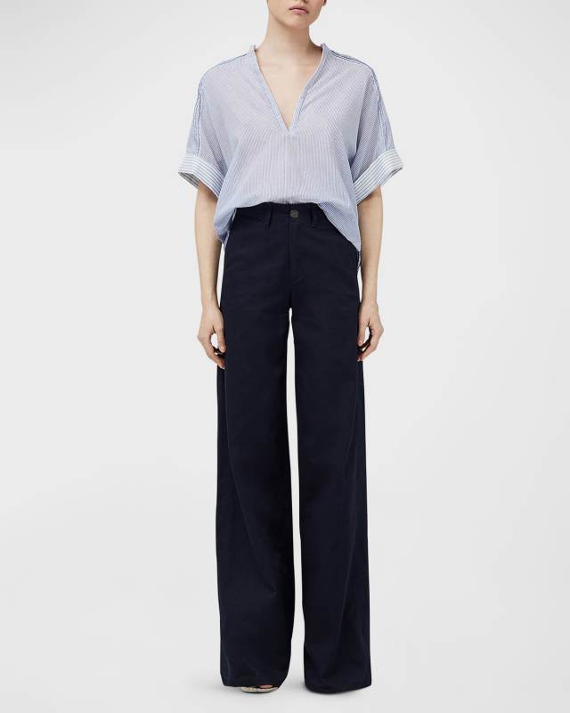 Sofie Wide-Leg Chino Pants